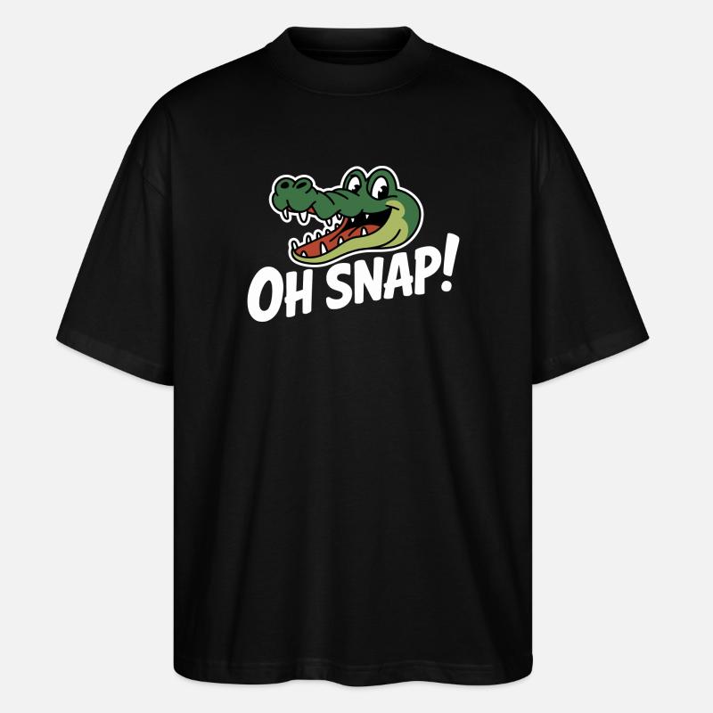 Oh Snap Alligator Karikatur - Stanley/Stella Oversized Unisex Bio T-Shirt Blaster 2.0 - Schwarz