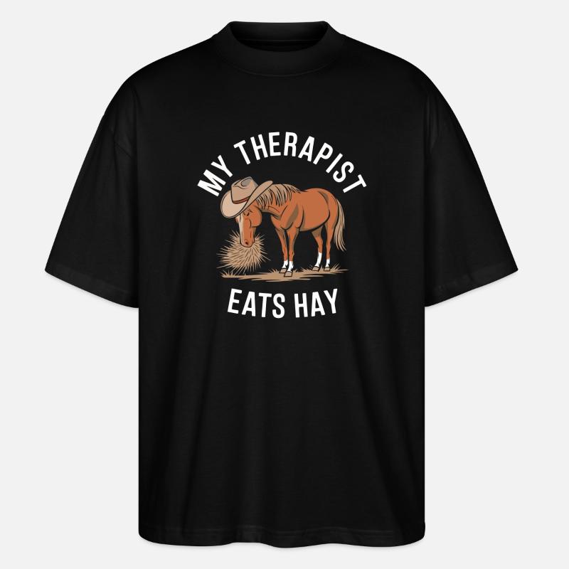 Mon thérapeute mange du foin - T-shirt bio Blaster 2.0 coupe oversize Stanley/Stella Unisexe - noir