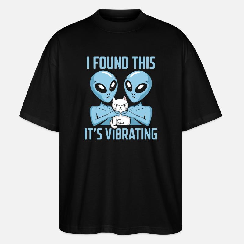 Außerirdische Katze Entdeckung - Stanley/Stella Oversized Unisex Bio T-Shirt Blaster 2.0 - Schwarz