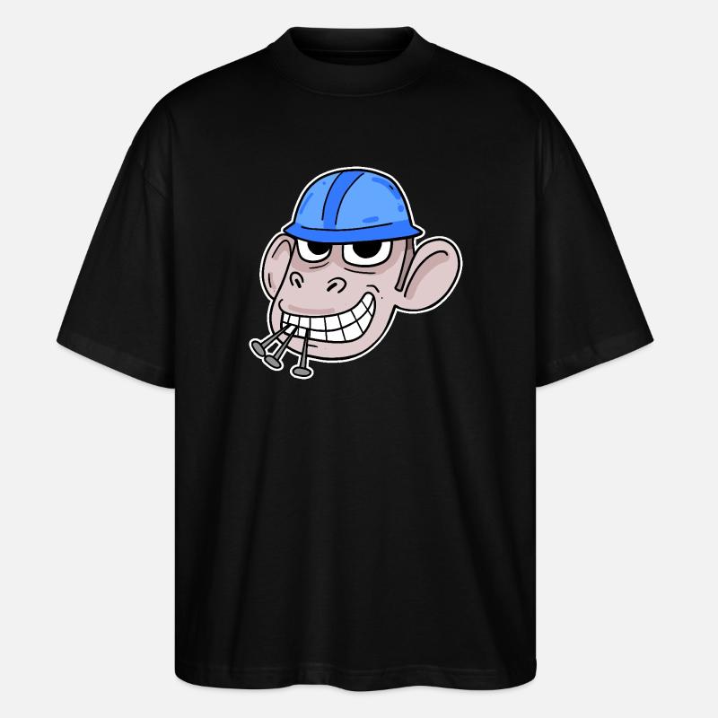 Affe Baustelle Bauarbeiter - Stanley/Stella Oversized Unisex Bio T-Shirt Blaster 2.0 - Schwarz