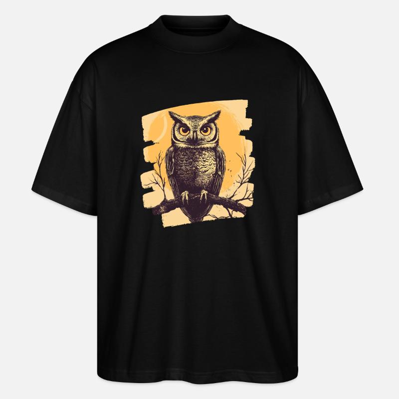 Owl - Stanley/Stella Oversized Unisex Organic T-shirt Blaster 2.0 - black