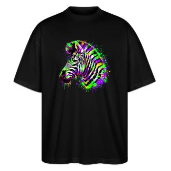 Zebra - Stanley/Stella Oversized Unisex Organic T-shirt Blaster 2.0 - black - Front - Alina (178cm) & Michal (187cm)