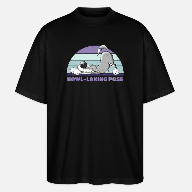 Wolf Yoga Howl-Laxing Pose - Stanley/Stella Oversized Unisex Bio T-Shirt Blaster 2.0 - Schwarz