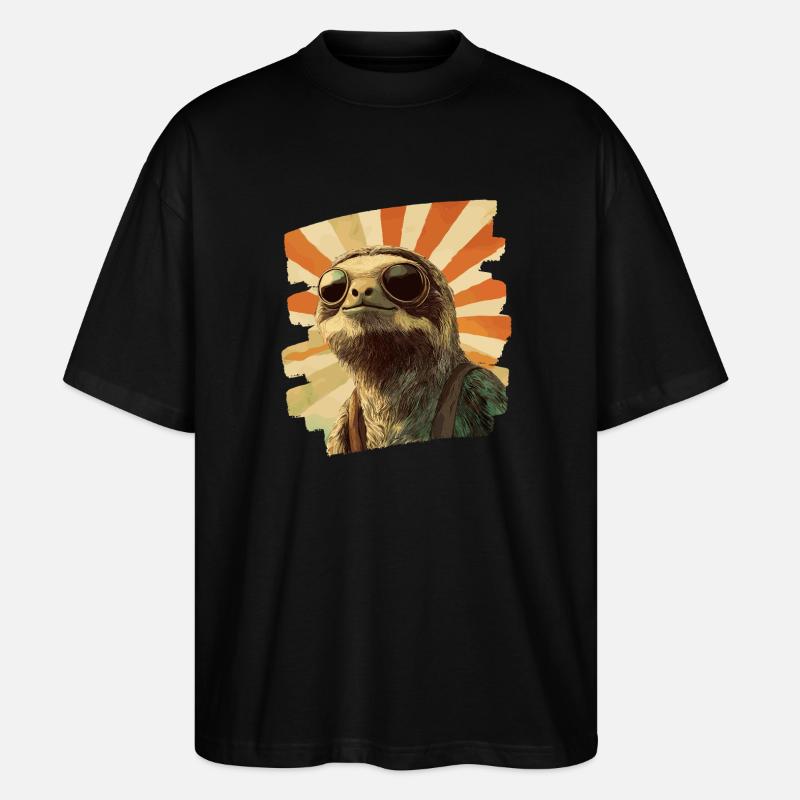 Faultier Retro - Stanley/Stella Oversized Unisex Bio T-Shirt Blaster 2.0 - Schwarz