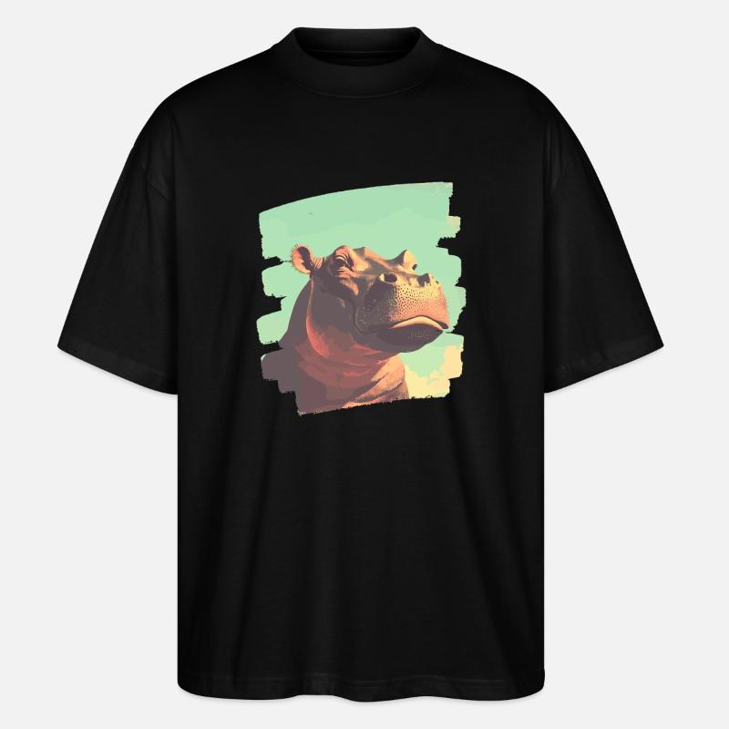 Nilpferd Retro - Stanley/Stella Oversized Unisex Bio T-Shirt Blaster 2.0 - Schwarz