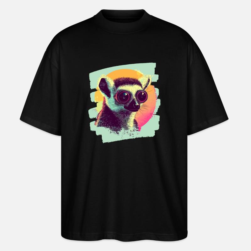 Lemur - Stanley/Stella Oversized Unisex Bio T-Shirt Blaster 2.0 - Schwarz