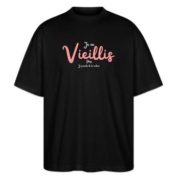 Vieillir Positivement, Valeur qui Grandit - T-shirt bio Blaster 2.0 coupe oversize Stanley/Stella Unisexe - noir - Devant - Alina (178cm) & Michal (187cm)