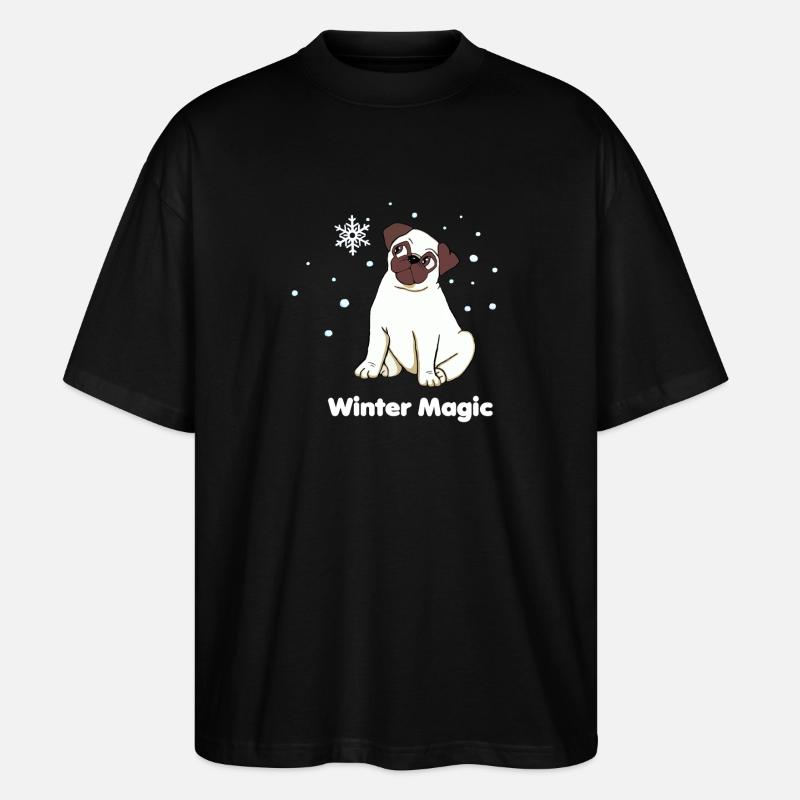 Winterzauber Mops - Stanley/Stella Oversized Unisex Bio T-Shirt Blaster 2.0 - Schwarz