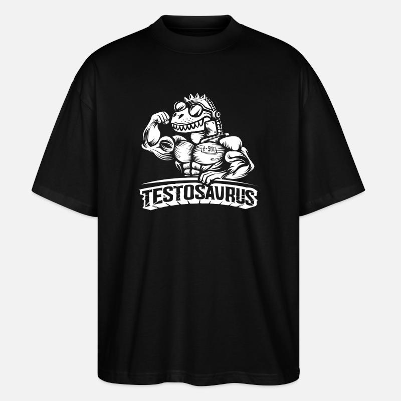 Testosaurus – Le cybersaure musclé - T-shirt bio Blaster 2.0 coupe oversize Stanley/Stella Unisexe - noir