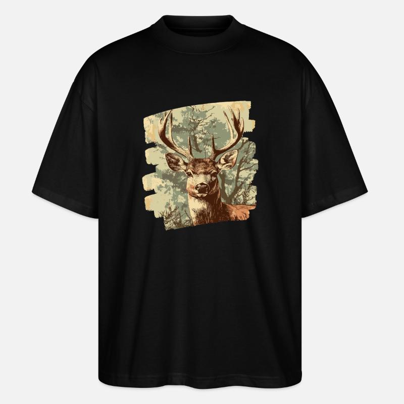 Hirsch mit Geweih - Stanley/Stella Oversized Unisex Bio T-Shirt Blaster 2.0 - Schwarz