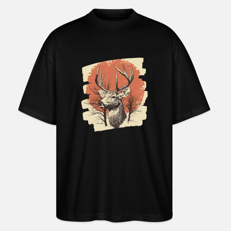 Hirsch mit Geweih - Stanley/Stella Oversized Unisex Bio T-Shirt Blaster 2.0 - Schwarz