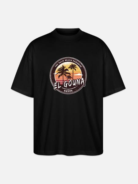 El Gouna Egypt Vintage Palm Tree Design - Stanley/Stella Oversized Unisex Organic T-shirt Blaster 2.0 - black