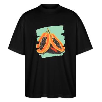 Papaya - Stanley/Stella Oversized Unisex Bio T-Shirt Blaster 2.0 - Schwarz - Vorne - Alina (178cm) & Michal (187cm)