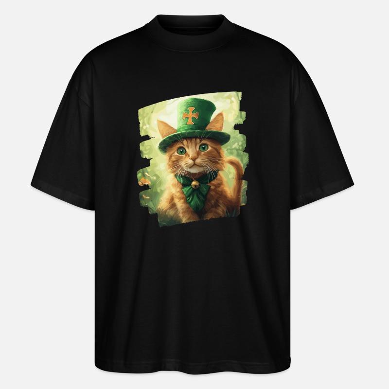 Chat de la Saint-Patrick - T-shirt bio Blaster 2.0 coupe oversize Stanley/Stella Unisexe - noir
