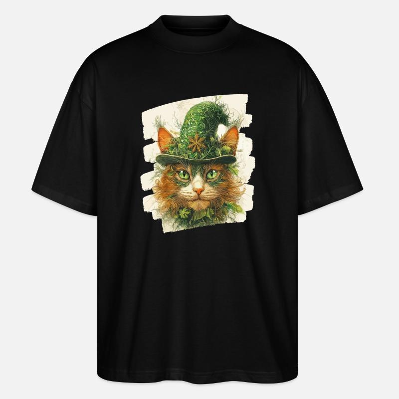 St Patricks day Katze - Stanley/Stella Oversized Unisex Bio T-Shirt Blaster 2.0 - Schwarz