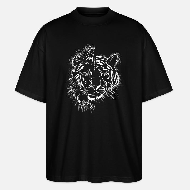 halb Löwe halb Tiger - Stanley/Stella Oversized Unisex Bio T-Shirt Blaster 2.0 - Schwarz