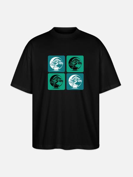 Bonsai Yin Yang - Stanley/Stella Oversized Unisex Organic T-shirt Blaster 2.0 - black