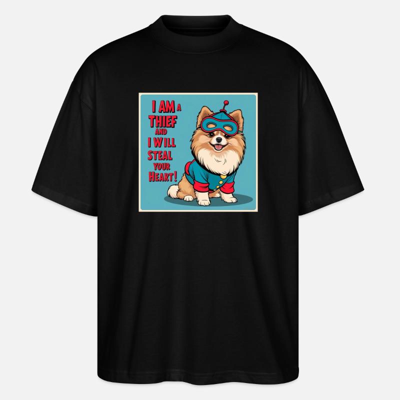 Hund im Superheldenkostüm - Stanley/Stella Oversized Unisex Bio T-Shirt Blaster 2.0 - Schwarz