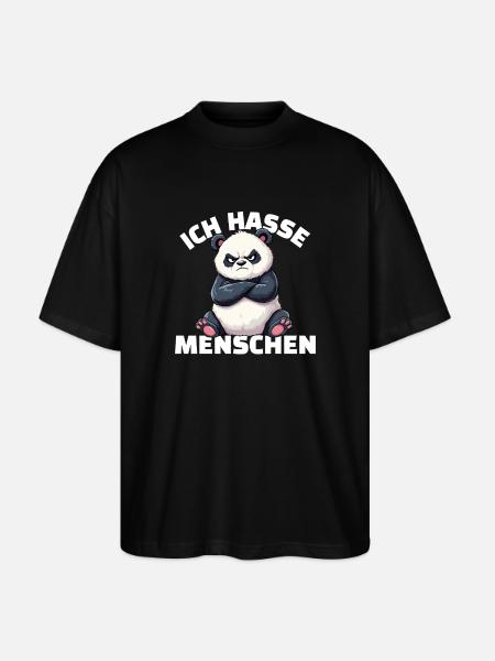 Grumpy Panda Hates People Design - Stanley/Stella Oversized Unisex Organic T-shirt Blaster 2.0 - black