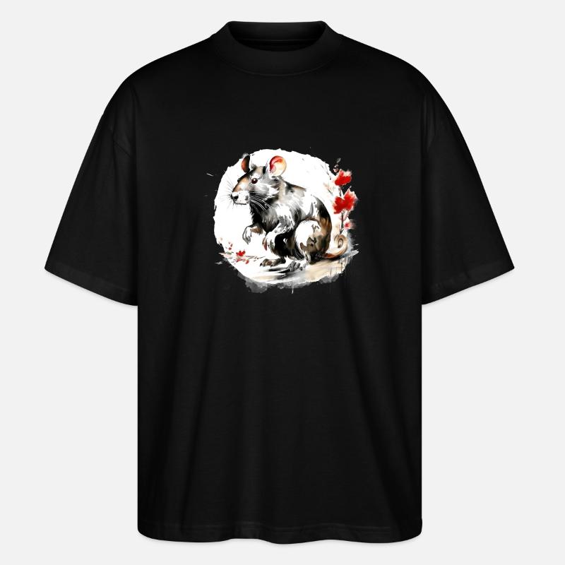 Chinesisches Sternzeichen Ratte - Stanley/Stella Oversized Unisex Bio T-Shirt Blaster 2.0 - Schwarz