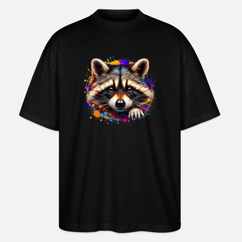 Waschbär - Stanley/Stella Oversized Unisex Bio T-Shirt Blaster 2.0 - Schwarz
