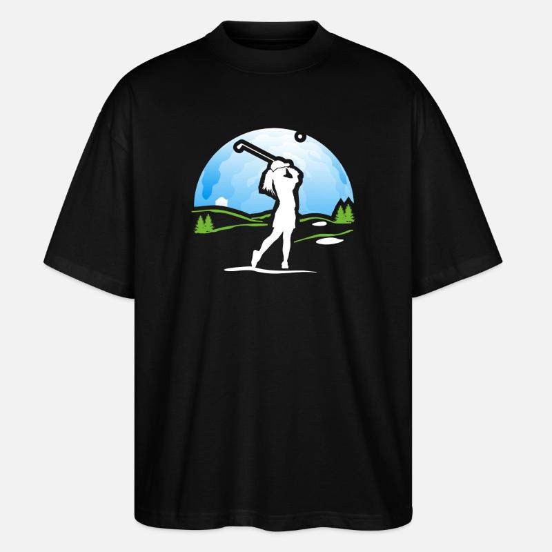 Golferin Golf Golf Shirt Geschenk - Stanley/Stella Oversized Unisex Bio T-Shirt Blaster 2.0 - Schwarz