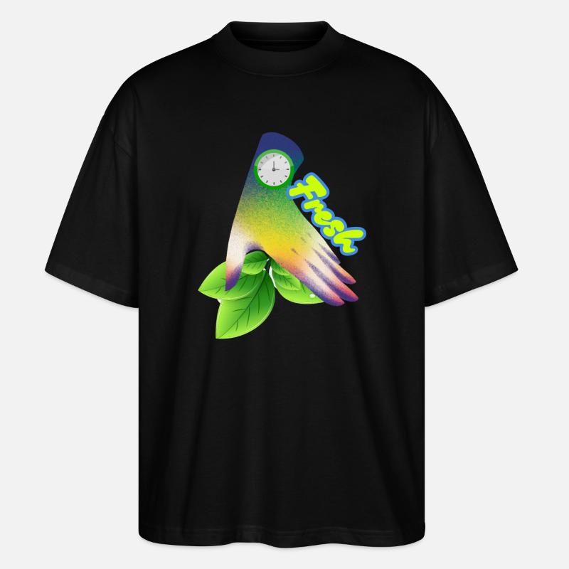 Design der frischen Gradient-Blattuhr - Stanley/Stella Oversized Unisex Bio T-Shirt Blaster 2.0 - Schwarz