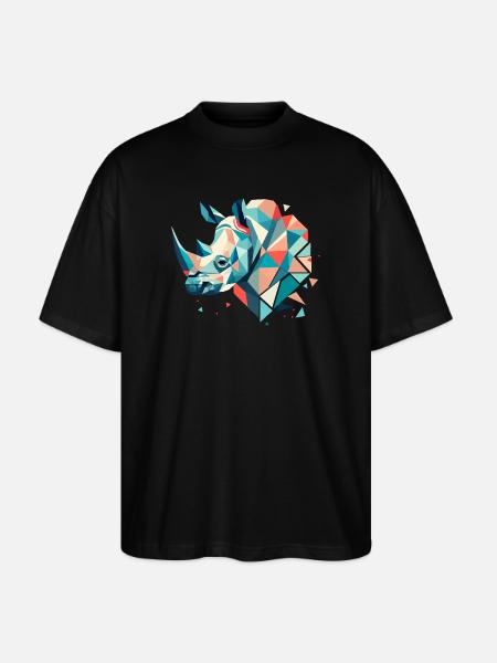 Abstract Rhinoceros – Geometric Strength - Stanley/Stella Oversized Unisex Organic T-shirt Blaster 2.0 - black