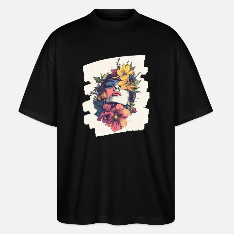 Printemps Printemps Début Fleurs - T-shirt bio Blaster 2.0 coupe oversize Stanley/Stella Unisexe - noir