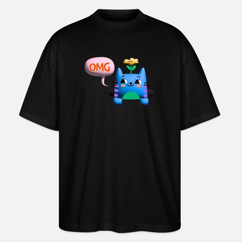 OMG Kat sød 3d boble - Stanley/Stella Oversize Unisex Øko T-shirt Blaster 2.0 - sort