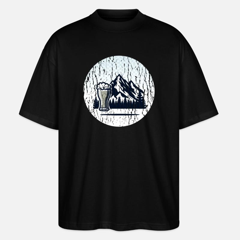 Berglandschaft mit Bierglas - Stanley/Stella Oversized Unisex Bio T-Shirt Blaster 2.0 - Schwarz