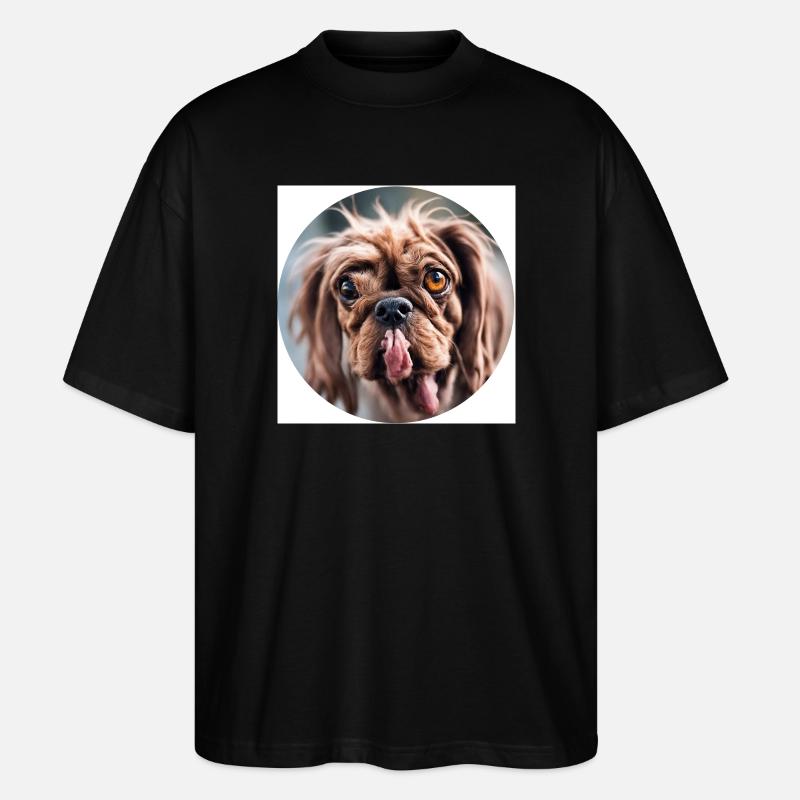 Chien moche à col rond - T-shirt bio Blaster 2.0 coupe oversize Stanley/Stella Unisexe - noir