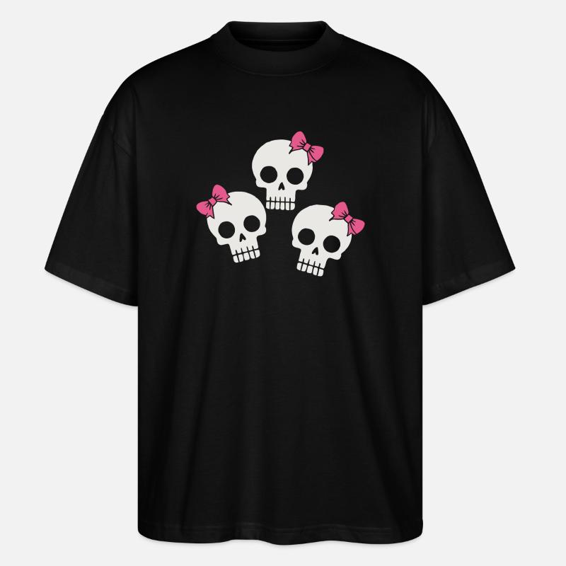 Cute Skull with Bows - Stanley/Stella Oversized Unisex Organic T-shirt Blaster 2.0 - black