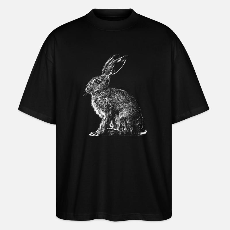 Hare / Hare / Hare / Bunny - Stanley/Stella Oversized Unisex Organic T-shirt Blaster 2.0 - black
