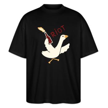T-shirt Rioting Goose – Graphique amusant et original - T-shirt bio Blaster 2.0 coupe oversize Stanley/Stella Unisexe - noir - Devant - Alina (178cm) & Michal (187cm)