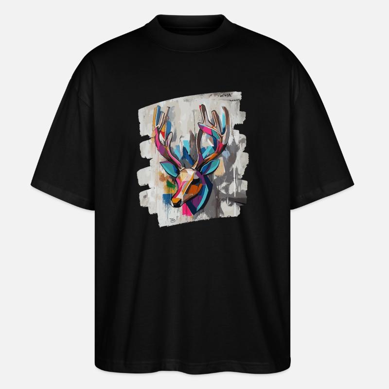 Hirsch mit Geweih - Stanley/Stella Oversized Unisex Bio T-Shirt Blaster 2.0 - Schwarz