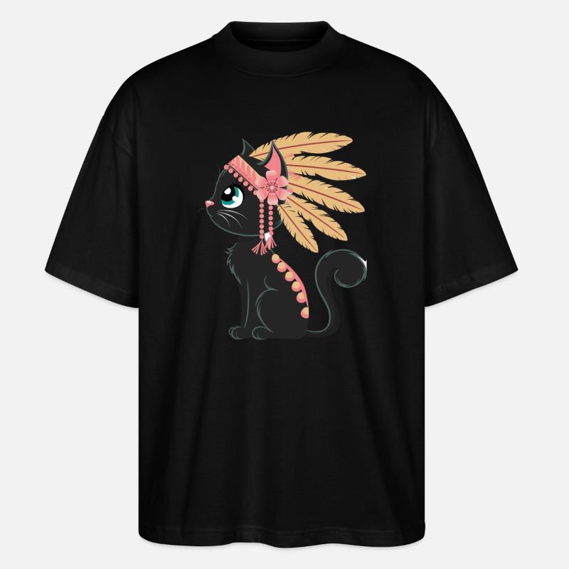 Boho Feder Katze - Stanley/Stella Oversized Unisex Bio T-Shirt Blaster 2.0 - Schwarz