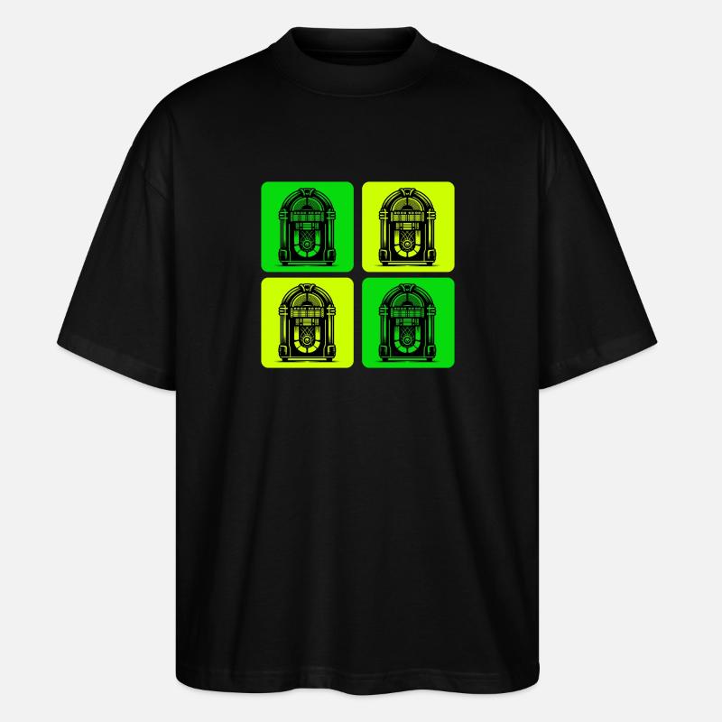 Style Jukebox rétro - T-shirt bio Blaster 2.0 coupe oversize Stanley/Stella Unisexe - noir