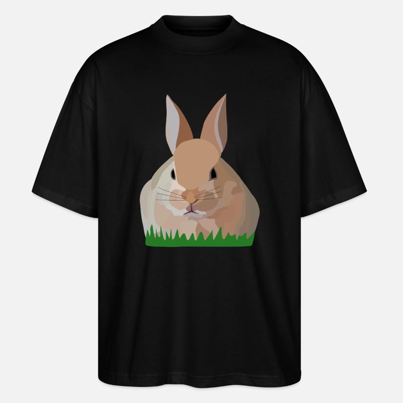Holly Rabbit in the Grass - Stanley/Stella Oversized Unisex Organic T-shirt Blaster 2.0 - black