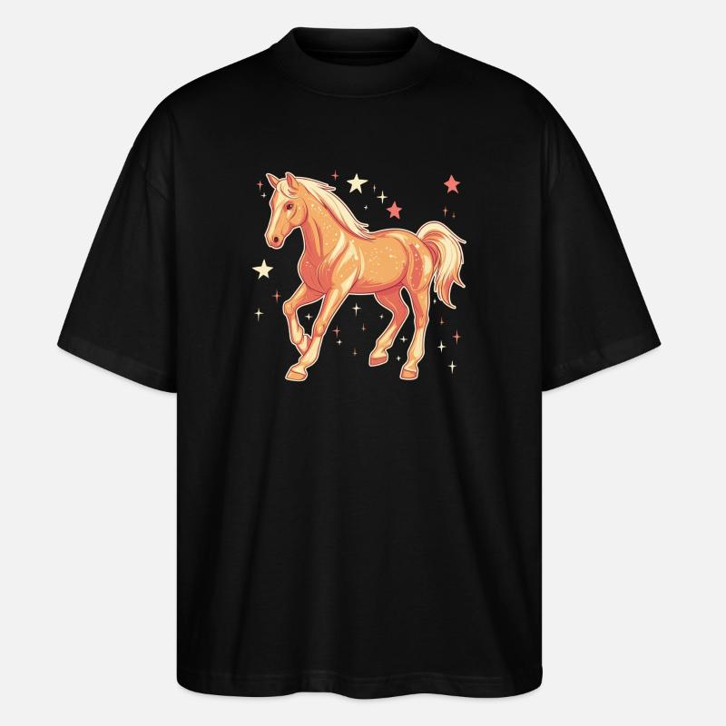 Pferd mit Sternen - Stanley/Stella Oversized Unisex Bio T-Shirt Blaster 2.0 - Schwarz