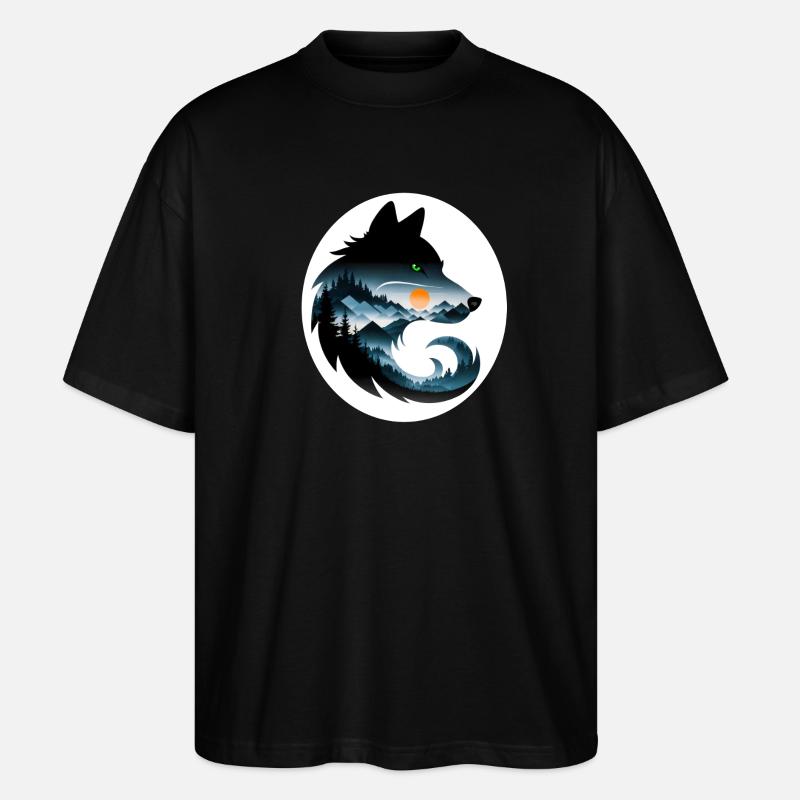 Wolf Landschaft - Stanley/Stella Oversized Unisex Bio T-Shirt Blaster 2.0 - Schwarz
