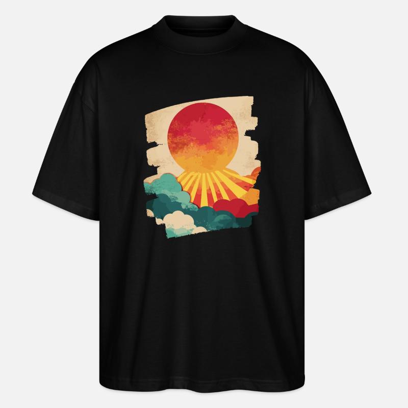 Summer Palm Tree Sunset - Stanley/Stella Oversized Unisex Organic T-shirt Blaster 2.0 - black