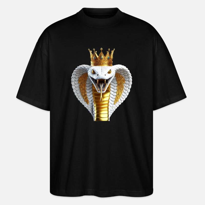 King Cobra with Crown - Stanley/Stella Oversized Unisex Organic T-shirt Blaster 2.0 - black