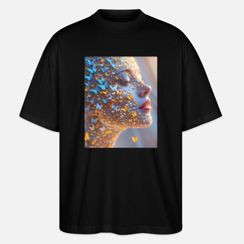 Art du visage de papillon - T-shirt bio Blaster 2.0 coupe oversize Stanley/Stella Unisexe - noir