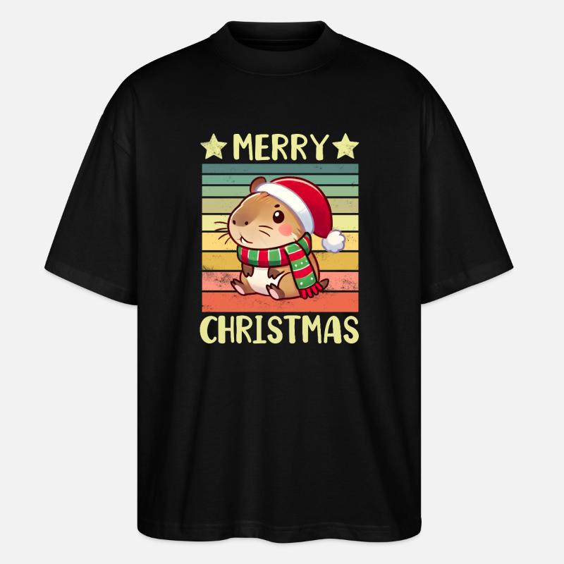 Capybara Weihnachten - Stanley/Stella Oversized Unisex Bio T-Shirt Blaster 2.0 - Schwarz