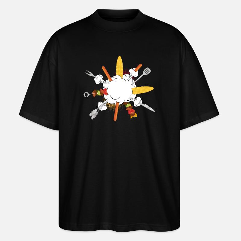 Grill-Explosion – Comic-Motiv für echte Kerle - Stanley/Stella Oversized Unisex Bio T-Shirt Blaster 2.0 - Schwarz