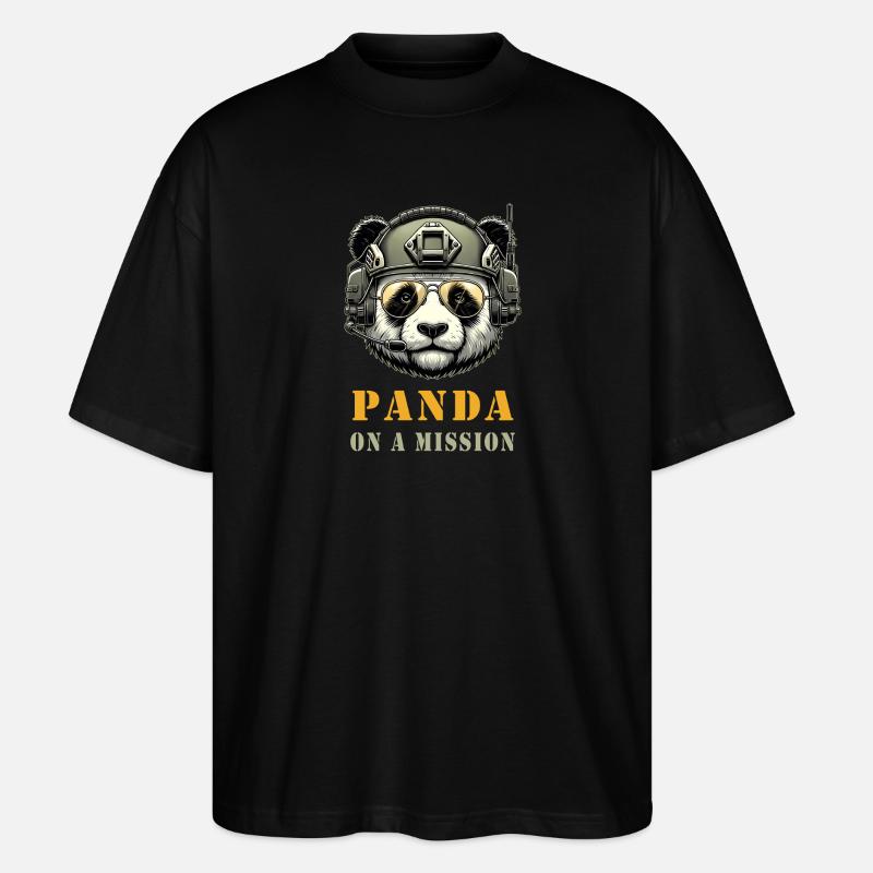 Panda in Mission / Military - Stanley/Stella Oversized Unisex Organic T-shirt Blaster 2.0 - black