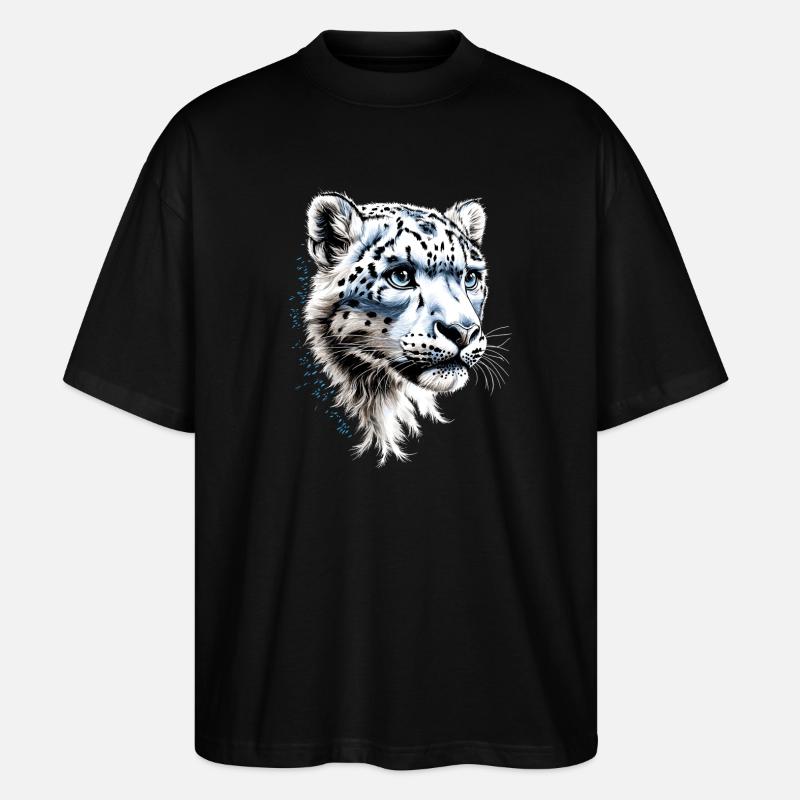 Schneeleopard Panther Raubkatze Großkatze Leopard - Stanley/Stella Oversized Unisex Bio T-Shirt Blaster 2.0 - Schwarz