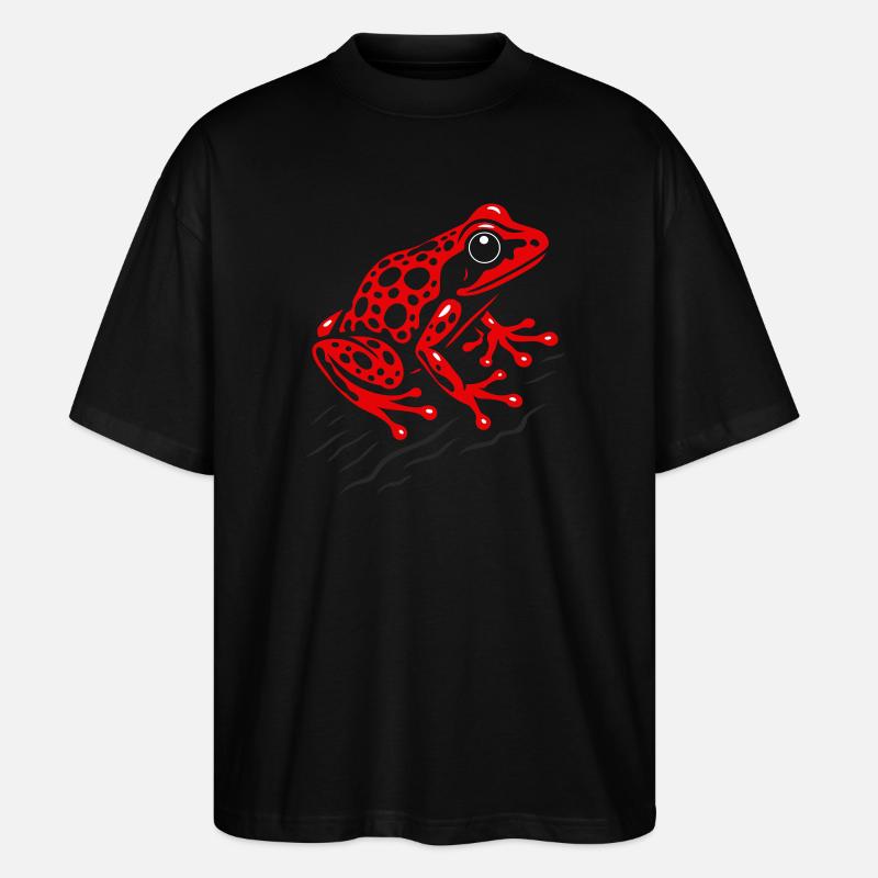 Frosch Erdbeerfrosch Roter Pfeilgiftfrosch - Stanley/Stella Oversized Unisex Bio T-Shirt Blaster 2.0 - Schwarz