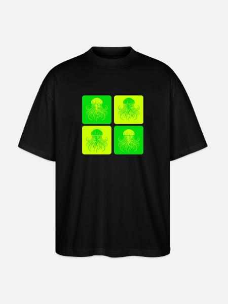 Jellyfish – Minimal Ocean Art - Stanley/Stella Oversized Unisex Organic T-shirt Blaster 2.0 - black